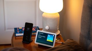 Google Nest Hub (2nd Gen) on night stand - review hero